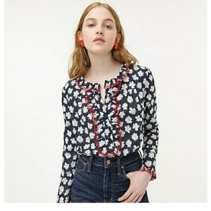 J.Crew Embroidered Ruffle Blouse scattered daisies